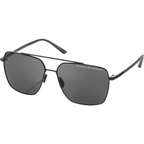 Matt Schwarze Titan Sonnenbrille mit Grauen Polarisierten Gläsern - Porsche Design - Modalova