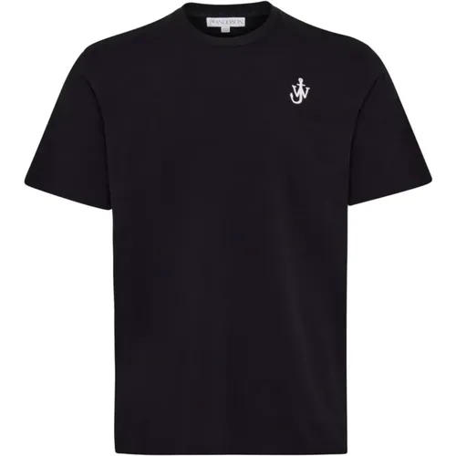 Anker besticktes Schwarzes T-Shirt , Herren, Größe: XS - JW Anderson - Modalova