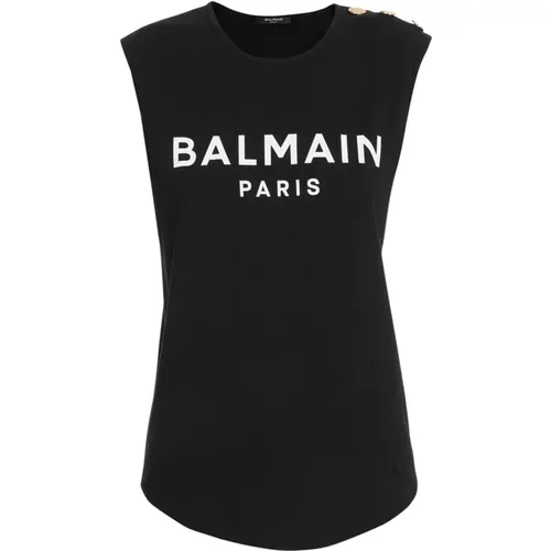 Öko-design Baumwoll T-Shirt mit Logo-Print , Damen, Größe: XL - Balmain - Modalova