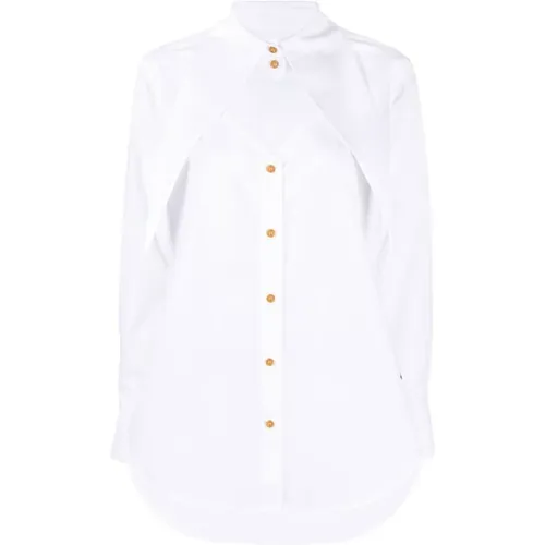 Weiße Deconstructed Hemd,Weiße Baumwoll-Damenbluse mit Maxikragen - Vivienne Westwood - Modalova