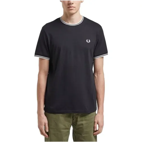 Kurzarm T-Shirt mit Kontrastdetails , Herren, Größe: L - Fred Perry - Modalova