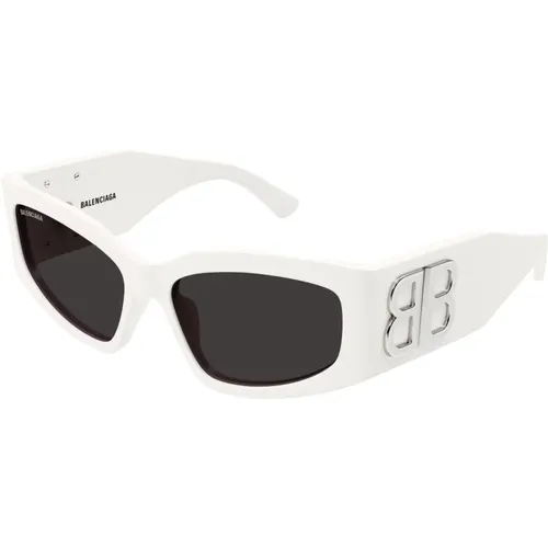 Weiße Sonnenbrille mit Originalzubehör , Damen, Größe: 57 MM - Balenciaga - Modalova