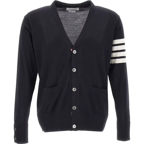 Navy V-Neck Cardigan Sweater , male, Sizes: 2XL, XL, L - Thom Browne - Modalova