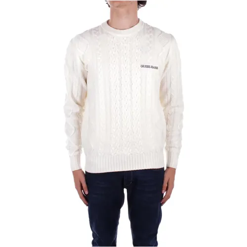 Weißer Logo Front Sweater , Herren, Größe: L - Guess - Modalova