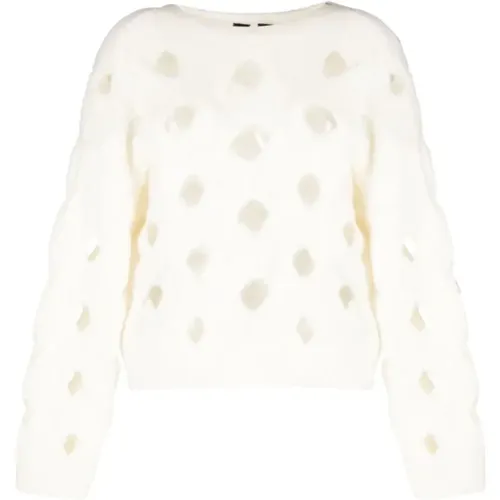 Cream Caribou Sweater with Love Birds Logo , female, Sizes: M - pinko - Modalova