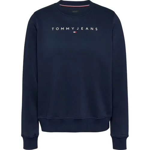 Blauer Pullover mit minimalem Logo , Damen, Größe: XS - Tommy Jeans - Modalova