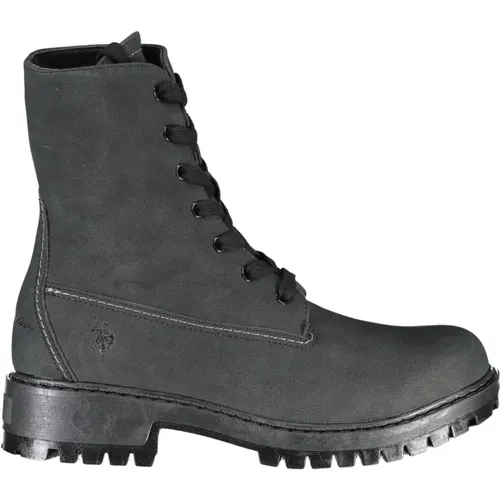 Schwarzer Schnürstiefel mit Logodetail , Damen, Größe: 40 EU - U.S. Polo Assn. - Modalova