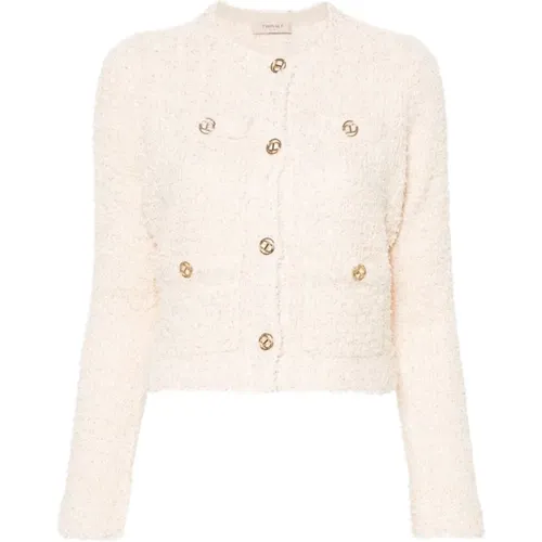Knitted Bouclé Jacket , female, Sizes: L - Twinset - Modalova