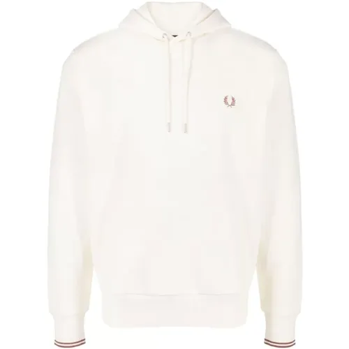 Gelber Baumwoll-Sweatshirt mit Besticktem Logo , Herren, Größe: S - Fred Perry - Modalova