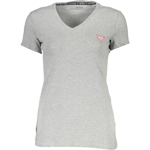 Öko-freundliches V-Ausschnitt Logo T-Shirt , Damen, Größe: XL - Guess - Modalova