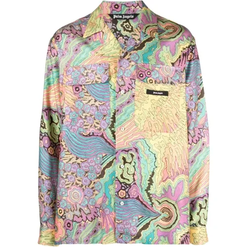 Graphic Print Shirts with Cuban Collar , male, Sizes: M, S - Palm Angels - Modalova