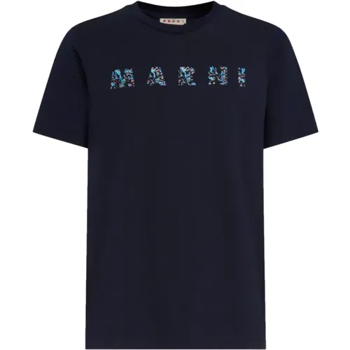 Navy Logo T-Shirt Marni - Marni - Modalova