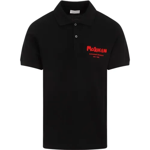 Schwarzes Graffiti Polo Shirt , Herren, Größe: S - alexander mcqueen - Modalova