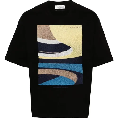 Daunou-Embroidery Cotton T-Shirt , male, Sizes: M, S - Lanvin - Modalova