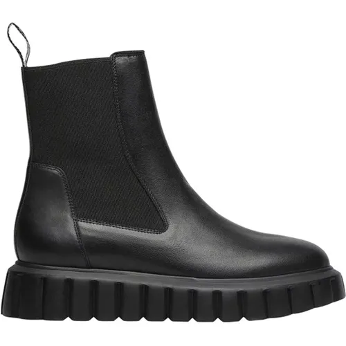 Schwarze Leder Chelsea-Stiefel , Damen, Größe: 37 EU - Voile blanche - Modalova