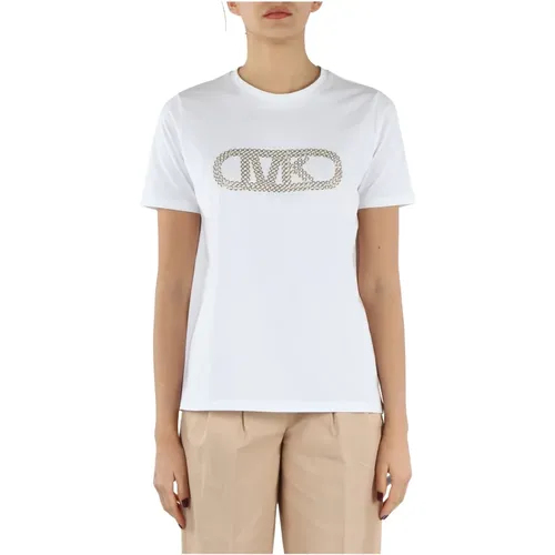 Cotton T-Shirt with Metal Details , female, Sizes: XS, M - Michael Kors - Modalova