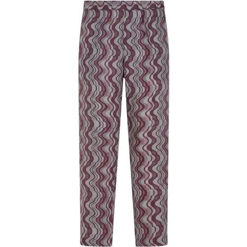 Lila & Graue Geometrische Muster Hose , Herren, Größe: S - Dries Van Noten - Modalova