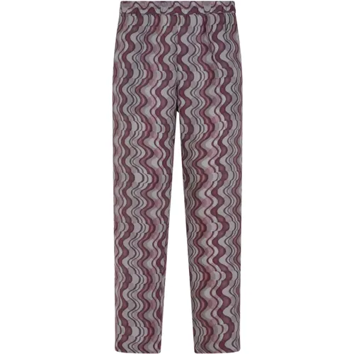 Purple & Grey Geometric Pattern Trousers , male, Sizes: S, M - Dries Van Noten - Modalova