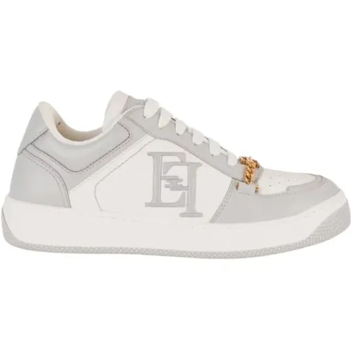 Embroidered Logo Leather Sneakers , female, Sizes: 4 UK, 7 UK, 3 UK, 5 UK - Elisabetta Franchi - Modalova