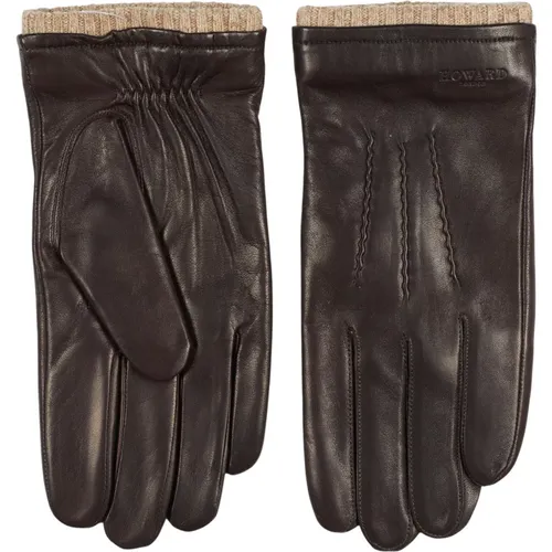 Dark Leather Gloves for Men , male, Sizes: XL, M, L - Howard London - Modalova