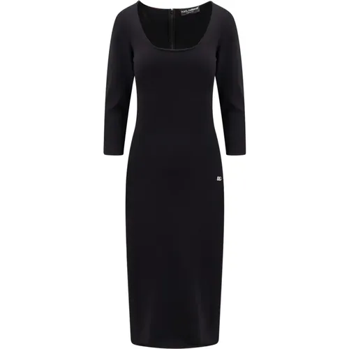 Dress with Metal Monogram , female, Sizes: L - Dolce & Gabbana - Modalova