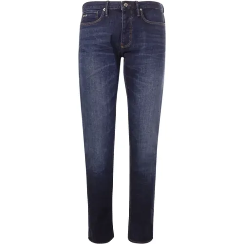 Blaue Slim Fit Jeans mit Logo - Emporio Armani - Modalova