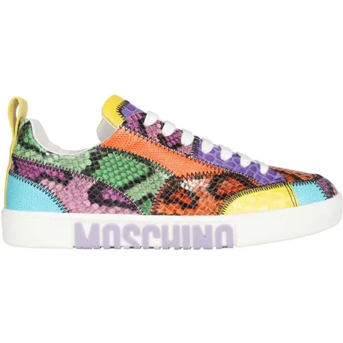 Kontrastierende Low-Top Sneakers , Damen, Größe: 36 EU - Moschino - Modalova