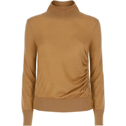 Brauner Wollpullover Hoher Kragen , Damen, Größe: XS - pinko - Modalova