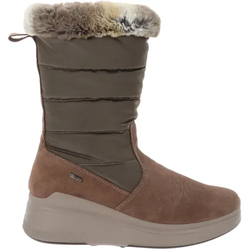 Leather and Fabric Boots with Zipper Closure , female, Sizes: 4 UK, 7 UK, 3 UK - IGI&Co - Modalova