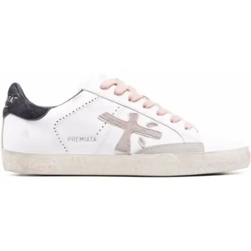 Leather Baskets Stevend with Rose and Black Details , female, Sizes: 4 UK - Premiata - Modalova