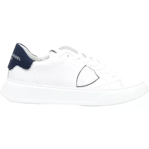 Weiße Leder Blaue Sneakers , Herren, Größe: 40 EU - Philippe Model - Modalova