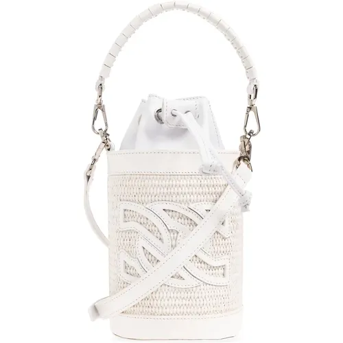 Weiße Bucket-Schultertasche mit C-Chain-Logo , Damen, Größe: ONE Size - Casadei - Modalova