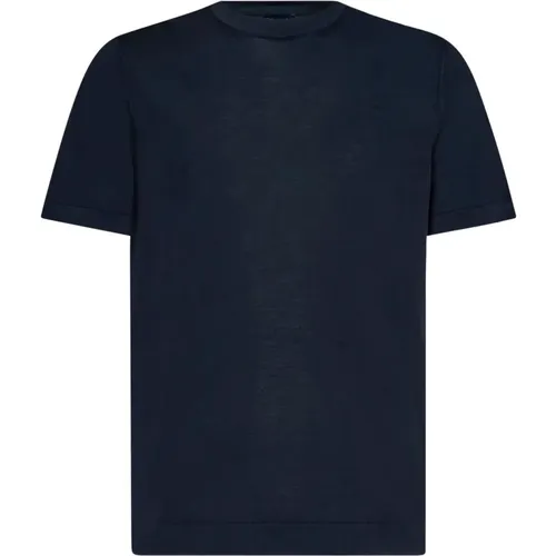 Blaues Rundhals-T-Shirt,718 Acqua Marina T-Shirt,T-SHIRT FROSTED,Rosa T-Shirt,AZZURRO T-Shirt - Drumohr - Modalova