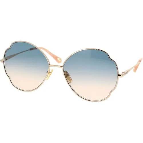 Schmetterling Metall Sonnenbrille mit Bio-basiertenylon-Gläsern , Damen, Größe: 60 MM - Chloé - Modalova
