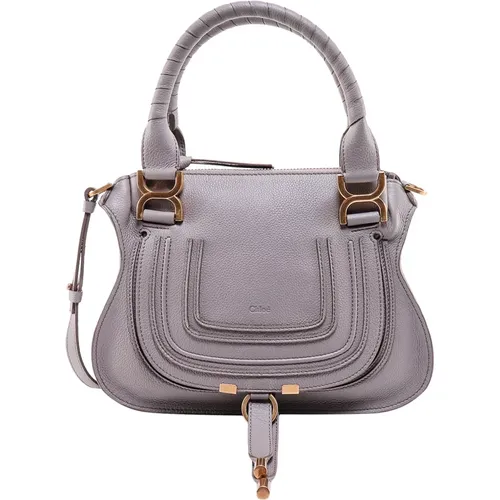 Grey Leather Handbag Marcie Small , female, Sizes: ONE SIZE - Chloé - Modalova