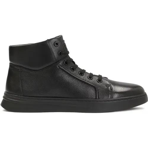 Schwarze Leder High Top Sneakers , Herren, Größe: 42 EU - Kazar - Modalova