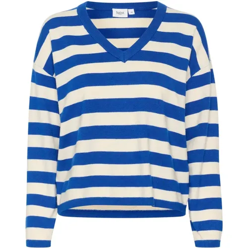 Gestreifter V-Ausschnitt Pullover Surf - Saint Tropez - Modalova