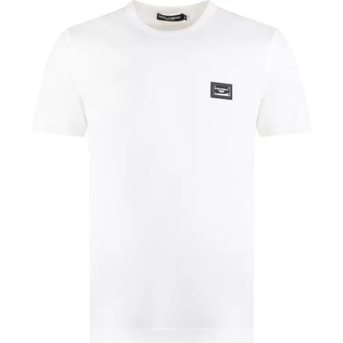 Geripptes Crew-neck Baumwoll T-shirt,Geripptes Baumwoll-T-Shirt,Geripptes Baumwoll-Crew-Neck T-Shirt,Geripptes Crew-Neck Baumwoll T-Shirt,T-Shirts - Dolce & Gabbana - Modalova