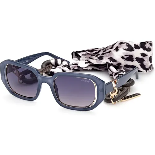 Stilvolle Sonnenbrille mit blauer Verlaufslinse , Damen, Größe: 53 MM - Guess - Modalova