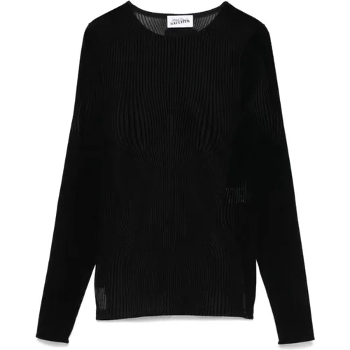 Mesh Flocked Pinstripe Top , female, Sizes: M, S, XS, L - Jean Paul Gaultier - Modalova