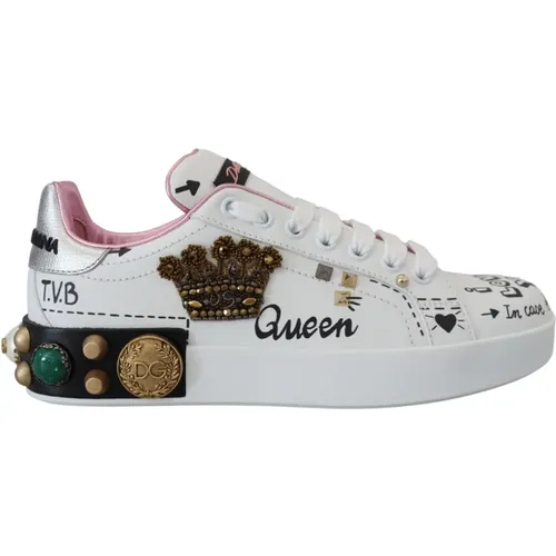 Königin Krone Ledersneakers - Dolce & Gabbana - Modalova
