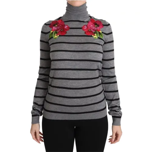 Luxuriöser Blumenbestickter Kaschmir-Seidenpullover - Dolce & Gabbana - Modalova