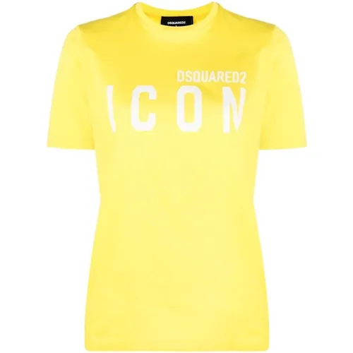 Gelbes Casual Damen T-Shirt , Damen, Größe: S - Dsquared2 - Modalova