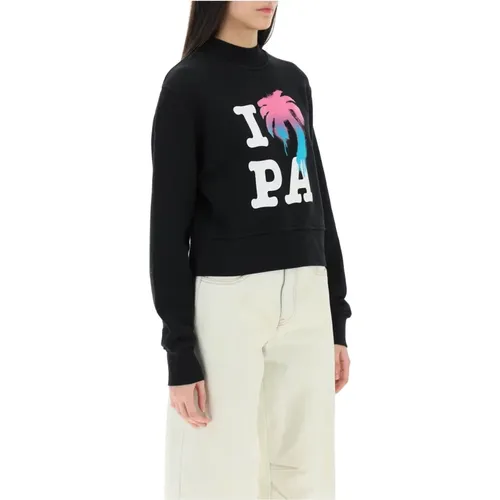 I Love PA Cotton Sweatshirt , female, Sizes: S, M, XS - Palm Angels - Modalova