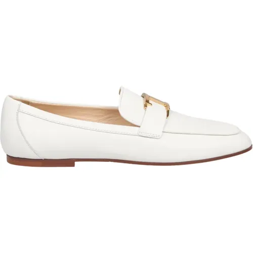 Weiße Leder Loafer Schuhe , Damen, Größe: 37 1/2 EU - TOD'S - Modalova