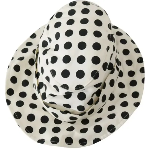 Weiße Polka Dot Trilby Hut - Elegant und Authentisch , Damen, Größe: 60 CM - Dolce & Gabbana - Modalova