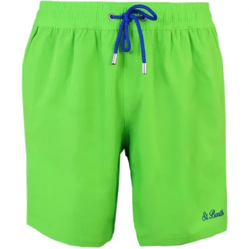 Grüne Einfarbige Polyester-Boxershorts , Herren, Größe: S - Saint Barth - Modalova