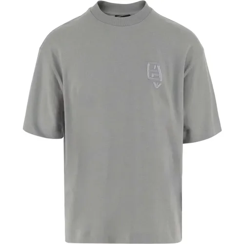Baumwoll-T-Shirt mit Logo-Stickerei , Herren, Größe: L - Emporio Armani - Modalova