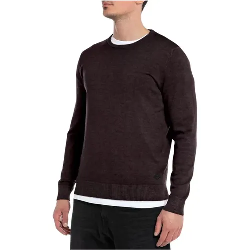 Regular Fit Plum Shirt , male, Sizes: L, 2XL, XL - Replay - Modalova