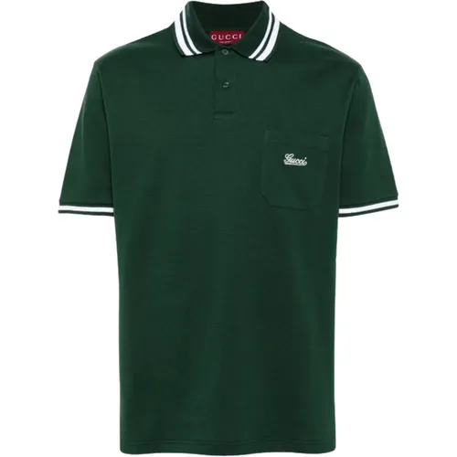 Polo Shirt with Logo Embroidery , male, Sizes: L - Gucci - Modalova